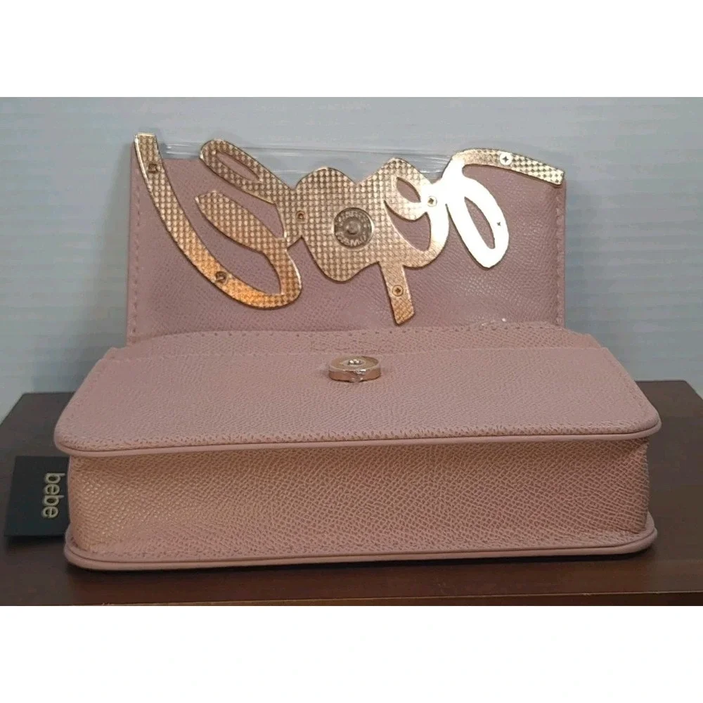 NWT Bebe Gabriel‎ Crossbody Purse Blush Color Gold Logo Women's Small E02-4498